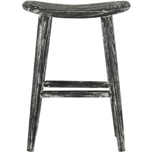 Colton Wood Counter Stool - BST1000 - Black/White Wash/Sungkai Wood - Safavieh - 1 of 4