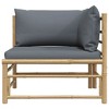 Patio Corner Sofa with Dark Gray Cushions Bamboo vidaXL - 4 of 4