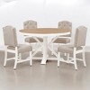 5-Piece Retro Dining Table Set with Extendable Round Table and 4 Upholstered Chairs, X-Base Design, Farmhouse Style for Dining Room - 3 of 4