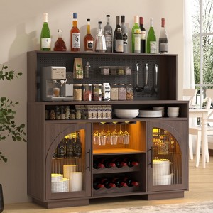 54" Wide Kitchen Hutch Cabinet w/Wine Rack for Kitchen Dining Room - 1 of 4