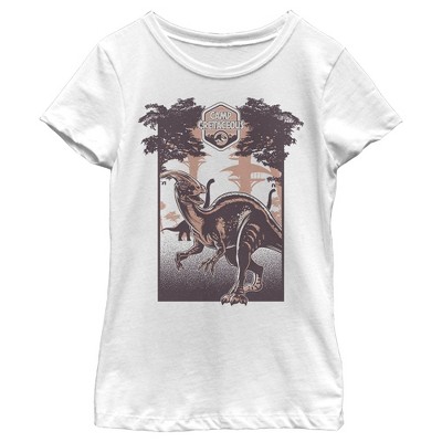 Girl's Jurassic World: Camp Cretaceous Dinosaur Travel Poster T-shirt ...