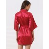 cheibear Women's Bridal Party Tie Waist Satin Robe Pajamas - 3 of 4