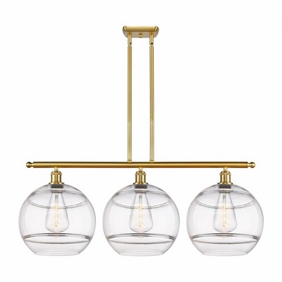 Rochester - 3 Light Stem Hung Island In Industrial Style-13.88 Inches Tall and 38.5 Inches Wide