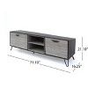 GDFStudio Corona 71" Mid Century Modern TV Stand with Hairpin Legs, Grey Oak/Black - 3 of 4