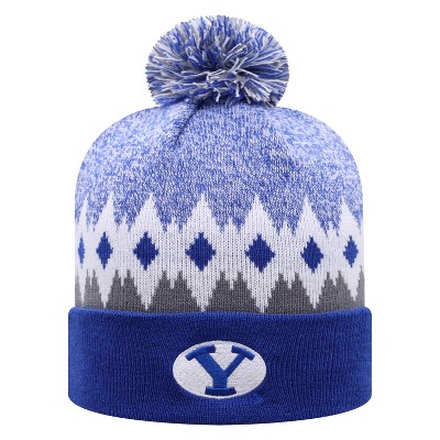 NCAA BYU Cougars Men's Jagged Knit Cuffed Beanie with Pom