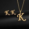 Initial Letter Pendant Necklace Earrings Set for Women Gold Plated Stainless Steel by Ginger Lyne - 2 of 4