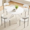 Mid-Century Dining Table for 4-6 Person,47" Round Wooden Dining Tabletop and Metal Frame for Kitchen,Dining Room,Living Room - 4 of 4