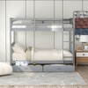 Twin Over Twin Convertible Bunk Bed with Ladder and 2 Storage Drawers, Solid Wood Frame and Guardrail, No Box Spring Needed - 2 of 4