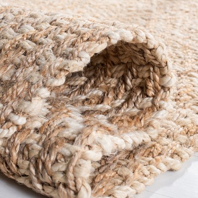 Ivory & Natural Geometric Handmade Jute Runner Rug - 2'3" x 8'