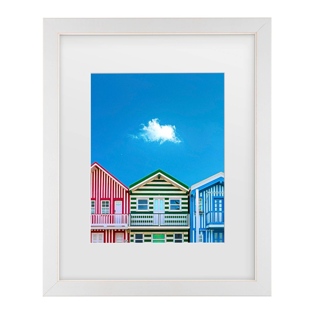 Trademark Fine Art 16"x20" Watson-Hall Beach Houses Costa Nova Beach Portugal Matted Framed Art White