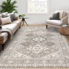 Washable Vintage Chenille Floral Print Farmhouse Area Rugs for Home Office - 3 of 4