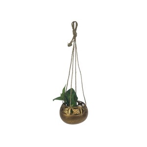 Beachcombers 4.75" Coco Gold Wash Hanging Planter for Faux Greenery & Décor - 1 of 2