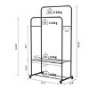 Industrial Heavy Duty Double Clothes Rack Rolling Metal Garment Coat Stand Shoes Shelf with Stable Base for Laundry Home storage - 4 of 4