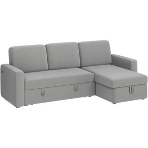 Yaheetech Convertible L-Shaped Sofa Bed with Chaise & USB & Type-C Ports - 1 of 4