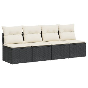 vidaXL Garden Sofa Black and Cream White - 1 of 4
