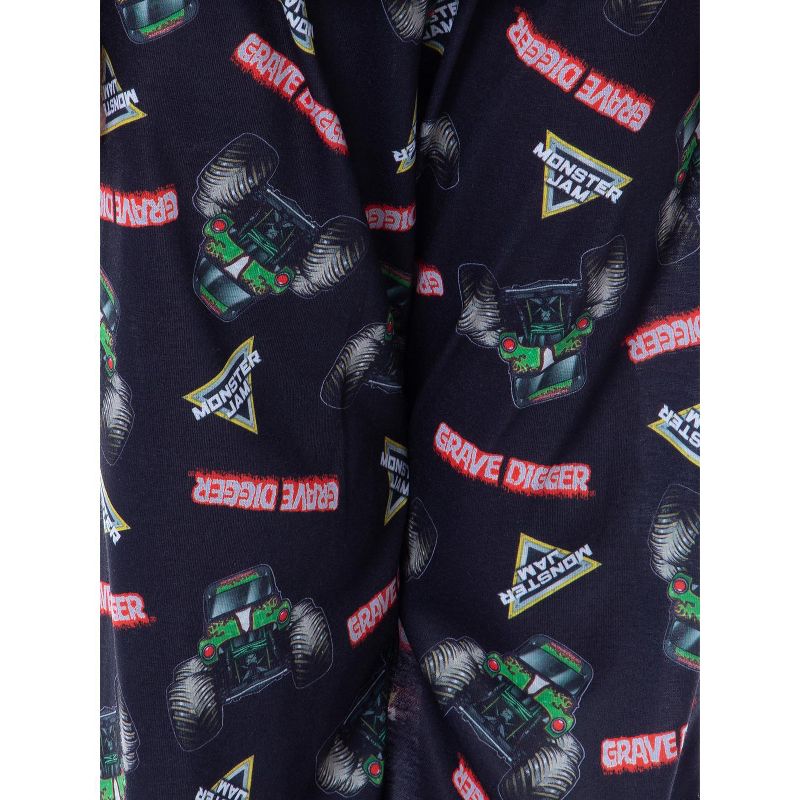 Monster Jam Boys' Grave Digger Raglan Sleep Pajama Set Shirt Pants Black, 3 of 5