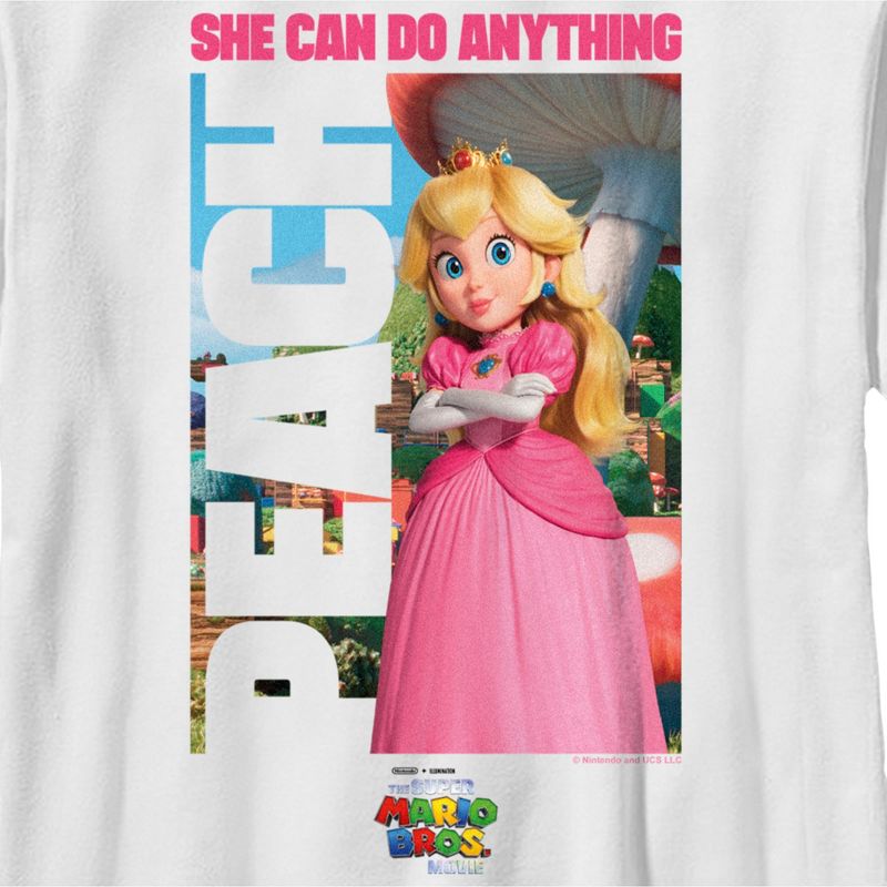 Boy's The Super Mario Bros. Movie Peach She Can Do Anything Poster T-Shirt, 2 of 5