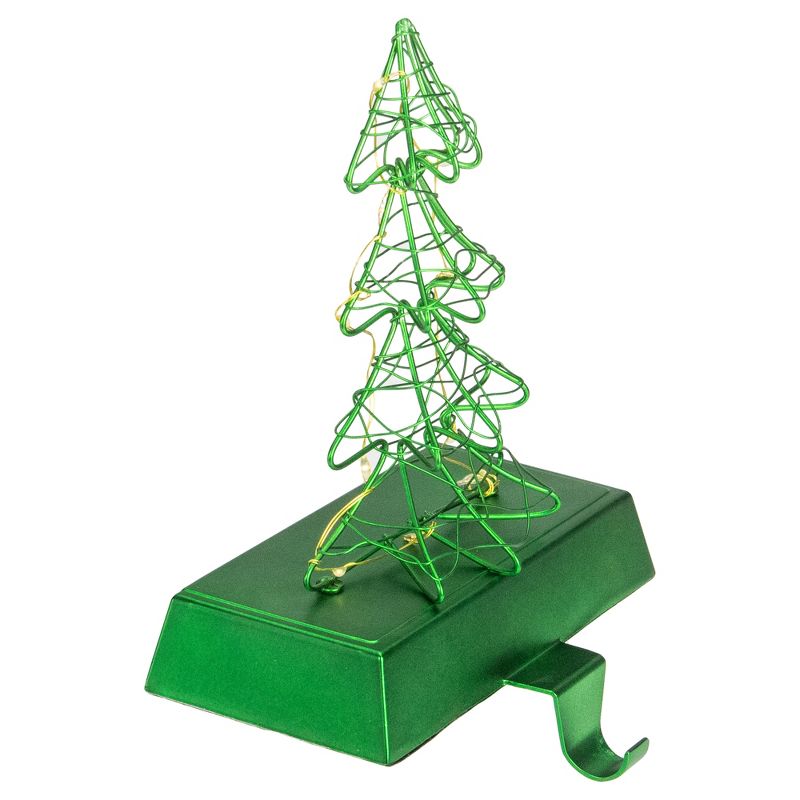 Northlight 8" LED Lighted Green Wired Christmas Tree Stocking Holder, 3 of 6