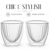 Elle Decor Ribbed Double Wall Set of 2 Coffee Cups, Ribbed Insulated Glass, Clear, 8-Ounce - 4 of 4