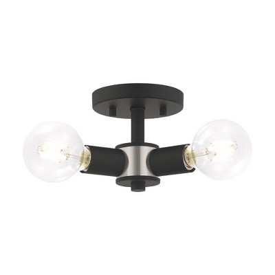Copenhagen Black Glass 3-Light Flush Mount Ceiling Fixture