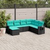 vidaXL Patio Sofa Set Black, Blue PE Rattan, Powder-coated Steel 7 Piece - Black and Blue Without Table - 2 of 4