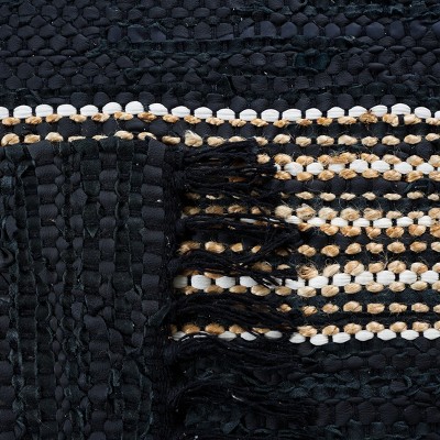 Handmade Black and Natural Cotton Cowhide 8' x 10' Area Rug