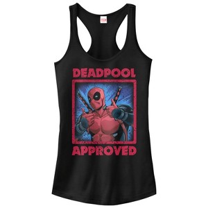 Juniors Womens Marvel Deadpool Approved Racerback Tank Top - 1 of 4
