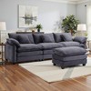 EHMKNP 3-Seat Corduroy Modular Sleeper Sectional Sofa - Comfy Upholstered with Ottoman for Living Room - 4 of 4