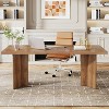 Okak Vintage Wood Large Executive Desk Rectangle Dining Table,Long Modern Kitchen Dinner Table for Dining Room,Breakfast Nook - 3 of 4
