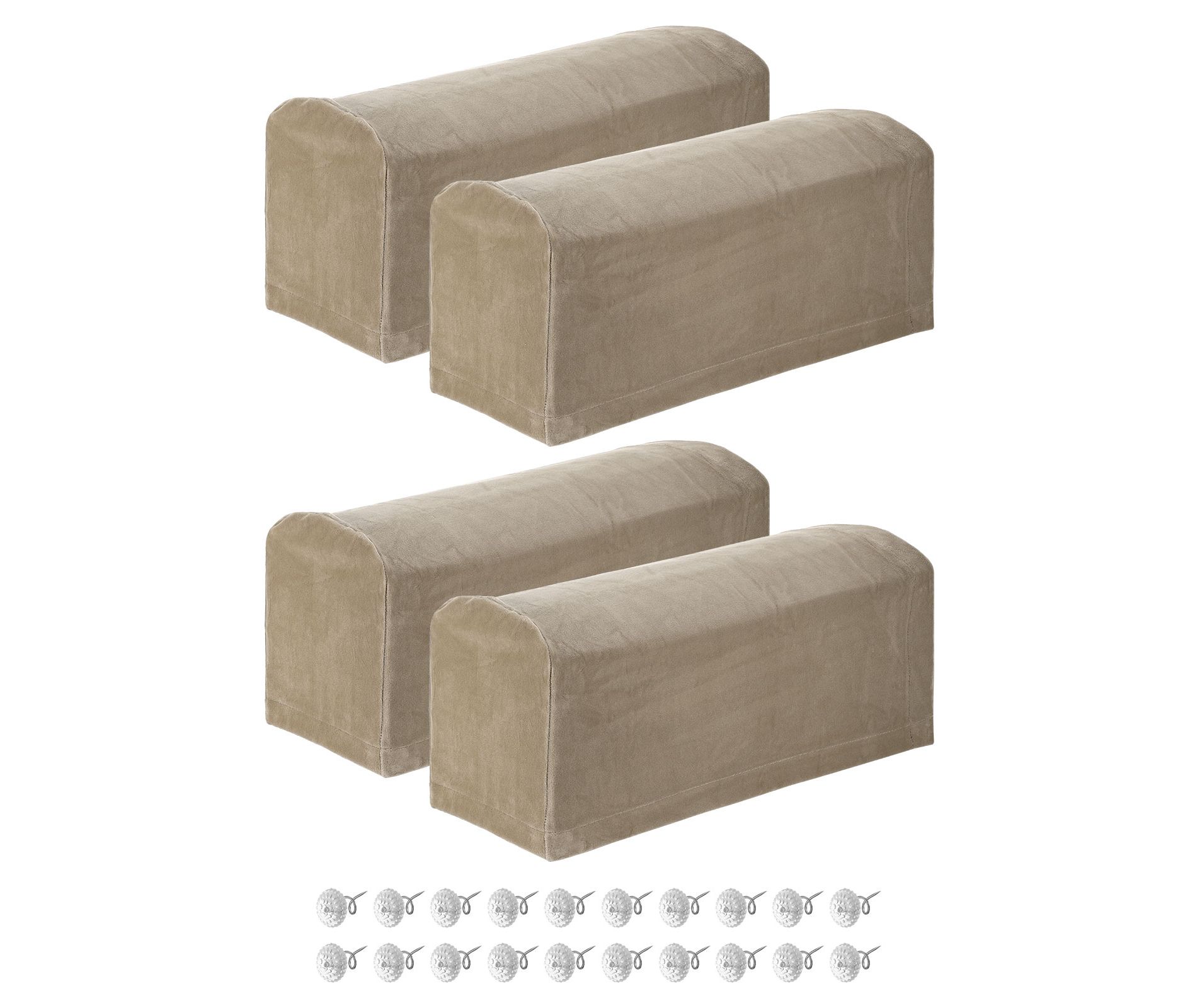 Unique Bargains Non Slip Scratch Resistant Soft Armchair Slipcovers with Twist Pins Khaki 4 Pcs