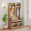 Costway 4-In-1 Hall Tree Entryway Bench with Coat Rack & Flip Drawers 6 Dual-Hook Hangers Black/White/Natural - 2 of 4