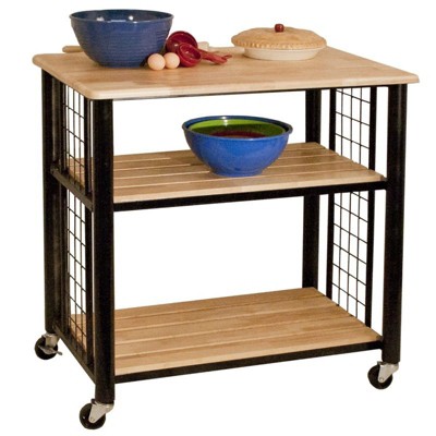 Wood Contemporary Kitchen Cart in Black - Catskill Craftsmen
