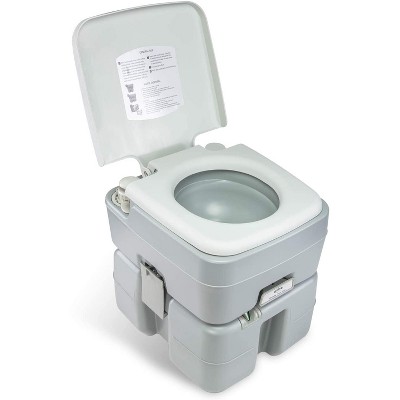 Hike Crew Advanced Portable Outdoor Camping and Travel Toilet – Adult Porta Potty w/Level Indicator, Rotating Spout, Pressure Valve, 3-Way Pistol Flush – for RV, Boat or Trailer – 5.3 Gallon (20L)