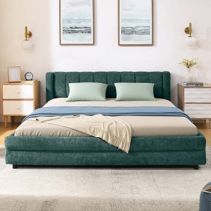 Queen Size Upholstered Bed Frame, Thick Chenille Fabric, Button-Tufted Headboard, Under-Bed Storage Drawer,Beige-- Frevyn - 1 of 4