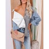 BLUEMING Womens Button Down Shirts Dressy Casual Work Shacket Collared Neck Long Sleeve Oversized Blouses - 3 of 4