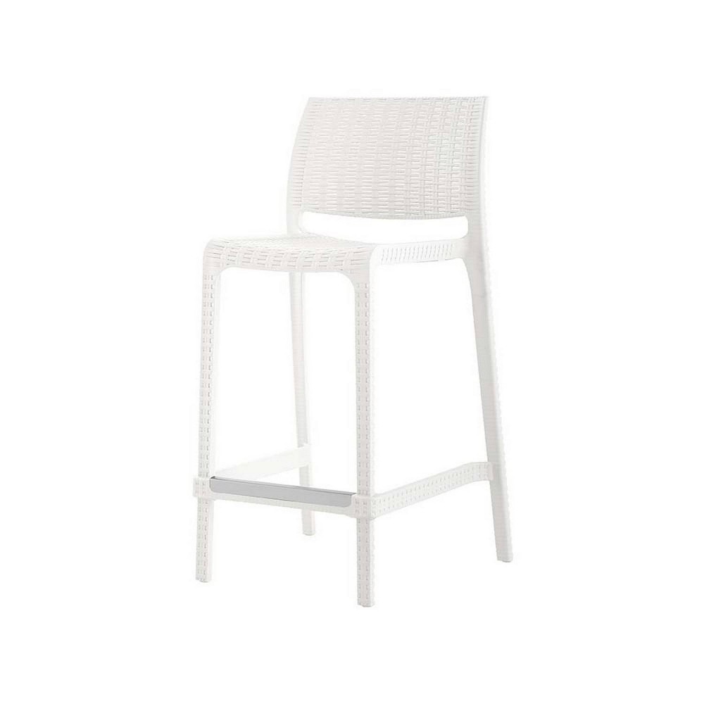 Lagoon Rue Resin Stackable Outdoor Counter Stool White: UV & Water-Resistant, No Assembly Required