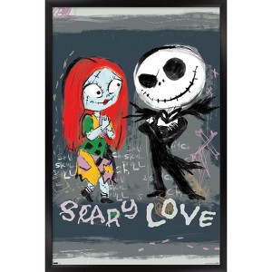 Trends International Disney Tim Burton's The Nightmare Before Christmas - Ink Scary Love Framed Wall Poster Prints - 1 of 4
