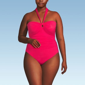 Lands' End Women's Slender Suit Multi-Way Bandeau High Leg One Piece Swimsuit - 1 of 4