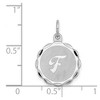 Black Bow Jewelry Sterling Silver, Sarah Collection 15mm Brocaded Disc Initial F Pendant - 4 of 4