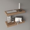 SEVOBAL Utility Storage Shelves Bookshelf Set of 2 Floating Shelves, Contemporary Wall-Mounted Storage for Living Room, Beige, 31.89"*10.63"*3.54" - 2 of 4