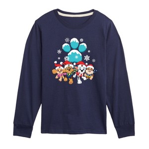 Boys' - Paw Patrol - Pup Group Snowy Pawprint Long Sleeve Graphic T-Shirt - 1 of 4