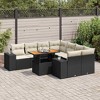 vidaXL Patio Sofa Set with Cushions Outdoor Table and Sofas 9 Piece Poly Rattan - Black and Cream with Storage - 2 of 4