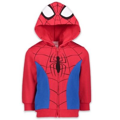 Marvel Spider-Man Big Boys Fleece Zip Up Hoodie Red/Blue 10-12