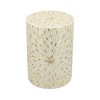 HDZNVF 14x14x20 inch Decorative Drum End Table with Gold and White Design - 4 of 4