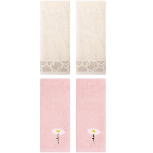 REGALWOVEN 4 Pcs Bathroom Soft Cotton Absorbent Hands Towels - 1 of 4