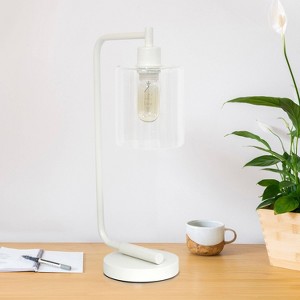 Creekwood Home Vintage Vantage 18.8" Minimalist Curved Arm Desk Lamp with Clear Glass Shade - 1 of 4