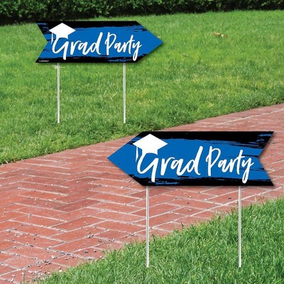 Big Dot of Happiness Blue Grad - Best is Yet to Come - Royal Blue Graduation Party Sign Arrow - Double Sided Directional Yard Signs - Set of 2