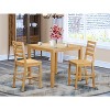 HomeStock 3-Piece Natural Brown Oak Finish Solid Wood Top Counter Height Dining Table Set - 2 of 4
