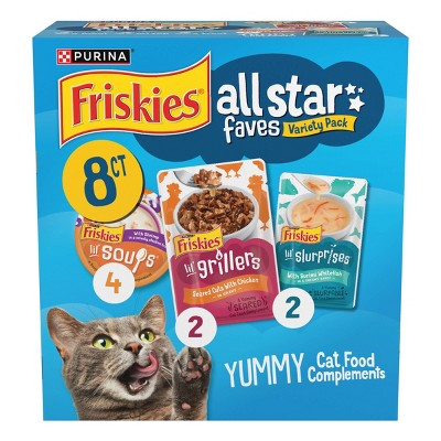 Purina Friskies All Star Faves Lickable Chicken and Shrimp Flavor Topper Variety Pack  Wet Cat Food - 10.3oz