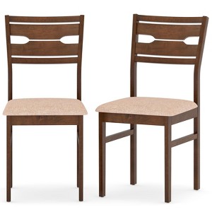 Tangkula Dining Chair Set of 2 w/ Rubber Wood Frame Padded Seat Curved Backrest - 1 of 4